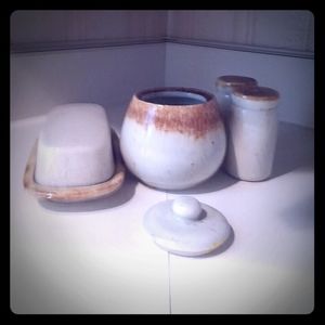 Butter Dish, Salt and Pepper Shakers Set, Creamer